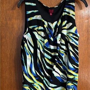 212 Collection Black Multicolor Abstract Stripe Tank